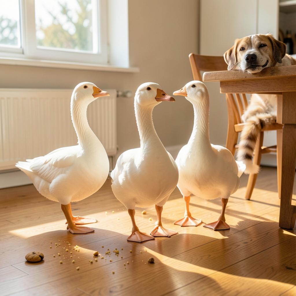 De ganzen in de keuken